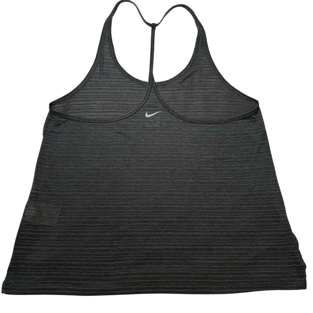 Nike Shirt Women Large Gray‎ Dri Fit Oversized Crop Racerback Tank Top Swoosh